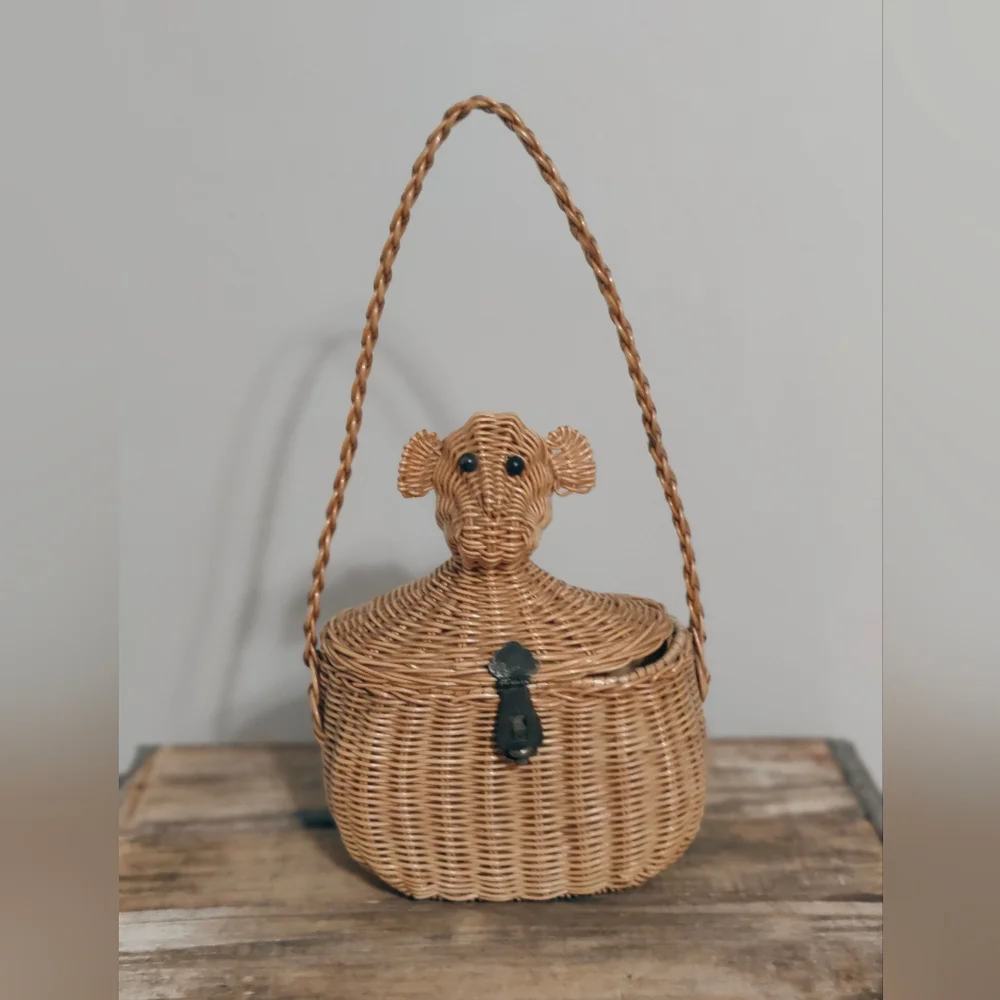 50s epic Monkey wicker purse by Simon authentic vintage RARE 1950s mid century - Picture 1 of 14